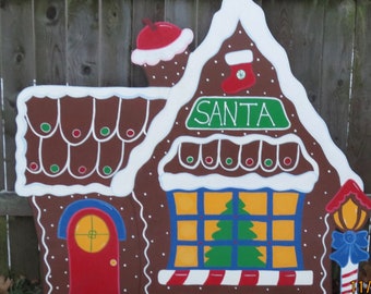 Christmas Gingerbread Man On Snowboard Outdoor Wood Sign Yard Etsy