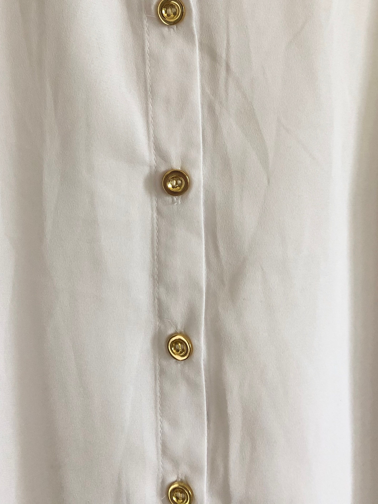 Thrifted White with Gold Buttons Formal Sleeveless Blouse Size | Etsy