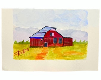 Watercolor; Watercolor Painting; Landscape Painting; watercolor landscape; barn watercolor painting