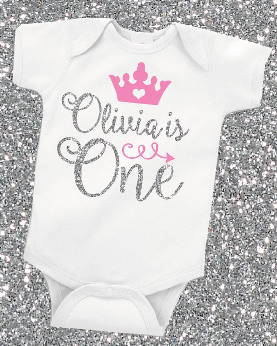 Personalised Silver Glitter 1st First Birthday Unisex Baby Grow Bodysuit