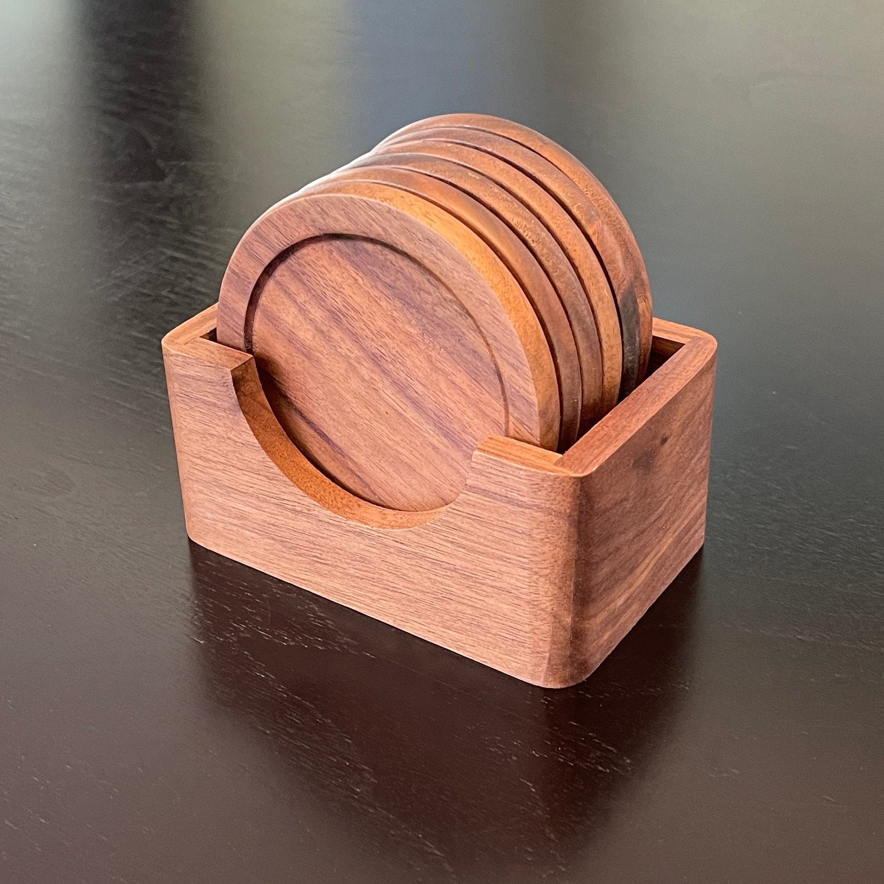 Handmade Walnut Wood Coasters and Holder Set of 6 Coasters Etsy