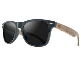 The Original 50/50 Recycled Plastic with Walnut Wood Arms Sunglasses with Polarized Lenses