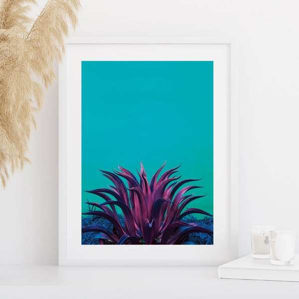 DIGITAL Bespoke Bright Blue Plant Botanical Nature Photography Print Wall Art - Bold Bright - Tropical - Feature Print set - A4 & A3 sizes