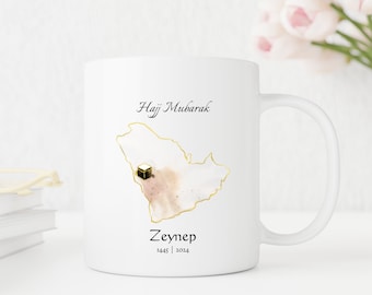 Hajj Umrah Mug, Personalized Gift for Umrah Hajj, Islamic Gift, Mug with Kaaba and Personalization for Muslim