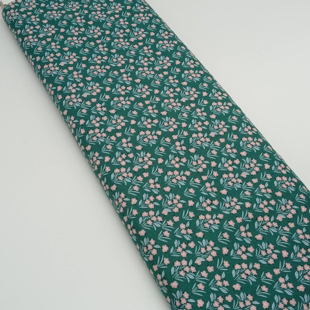 Pink and Green Cotton Fabric by the Yard - Etsy
