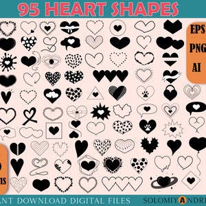 Heart SVG, Heart shape SVG, Heart SVG Bundle, Love Svg, Hand Drawn Heart Svg, Heart Clipart, Love Cut Files for Cricut Silhouette