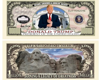 Trump Commander-in-Chief Novelty Dollar Bill comes in a Soft Polly Sleeve