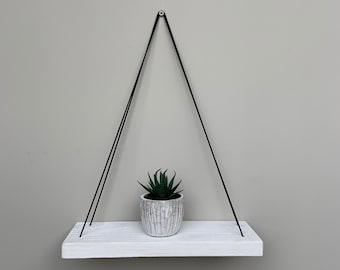 Rustic White Hanging Shelf: 30cm L x 10cm D
