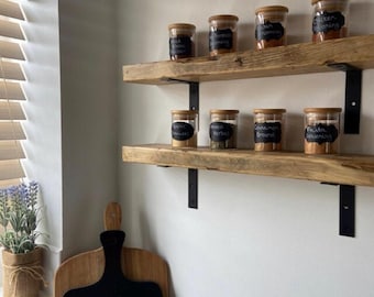 Rustic Shelves With Metal Brackets. Heavy Duty Shelves 35mm Thick!!