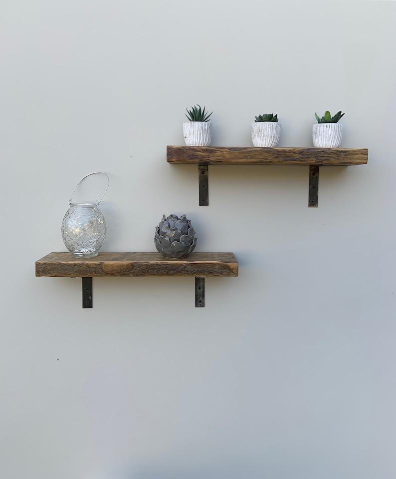 Rustic Shelves With Metal Brackets. Heavy Duty Shelves 35mm Etsy