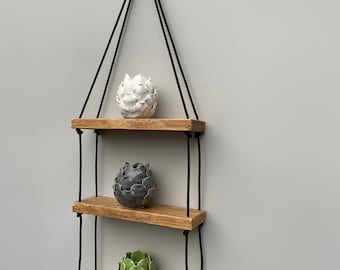 Rustic Ladder Shelf: Hanging Wall Decor