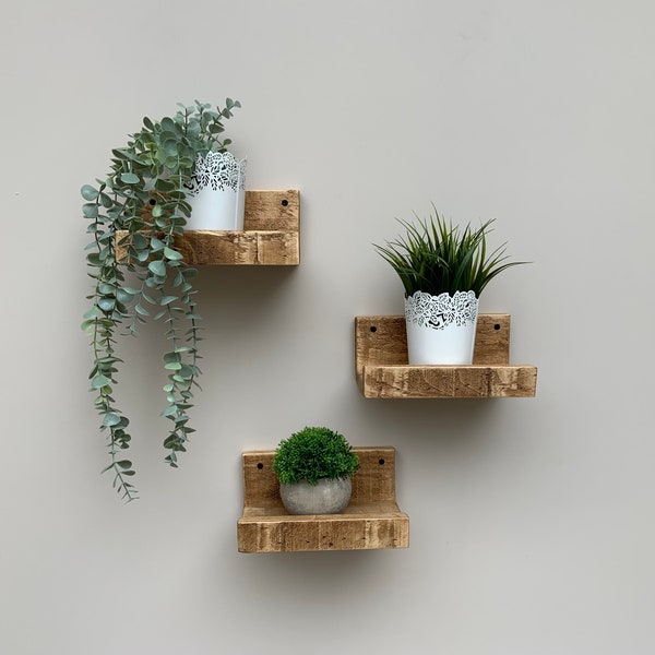 Rustic Floating Shelves: Small Wall Decor, Shelf, Shelving (22cm Wide)