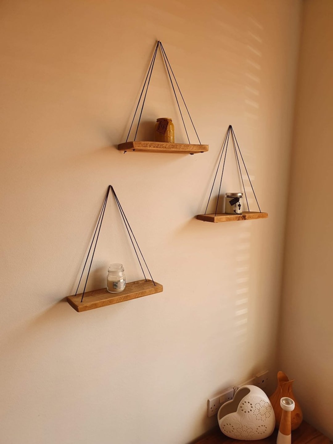Hanging Shelves, Rope Hanging Shelves, Shelving, Rustic Shelves Etsy UK
