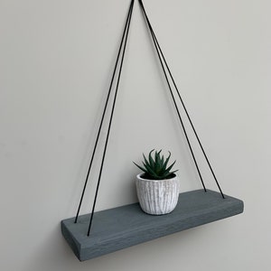 Rustic Hanging Shelves (Dark Grey
