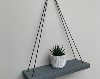 Rustic Hanging Shelves (Dark Grey