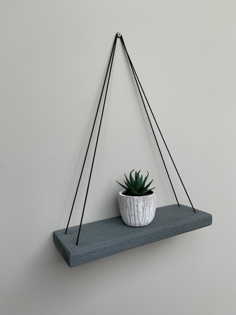 Rustic Hanging Shelves dark Grey Etsy