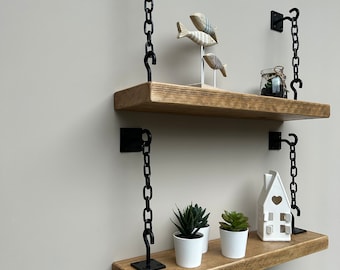 Shelving, Rustic Shelves, Chain Shelf, Hanging Shelves.