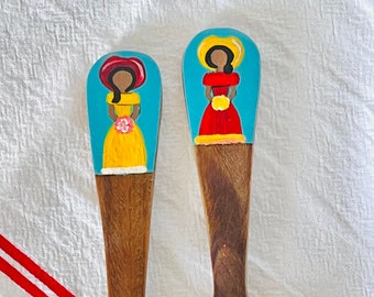 Hand Painted Wood Spoons for Coffee or Tea Set, Mother Day Gift,  Birthday Gift, Guayacan Wood Small Spoons for Coffee Mugs.