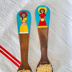 Hand Painted Wood Spoons for Coffee or Tea Set, Mother Day Gift,  Birthday Gift, Guayacan Wood Small Spoons for Coffee Mugs.