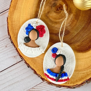 Personalized Dominican Faceless Dolls Christmas Gift, Christmas Ornament, Valentine, Birthday, Wedding Souvenir, Dominican Party.