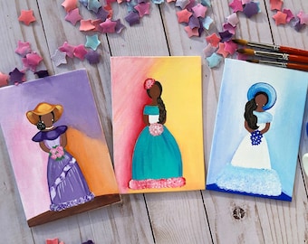 Dominican Faceless Dolls Art: Acrylic Painting, Housewarming Decor