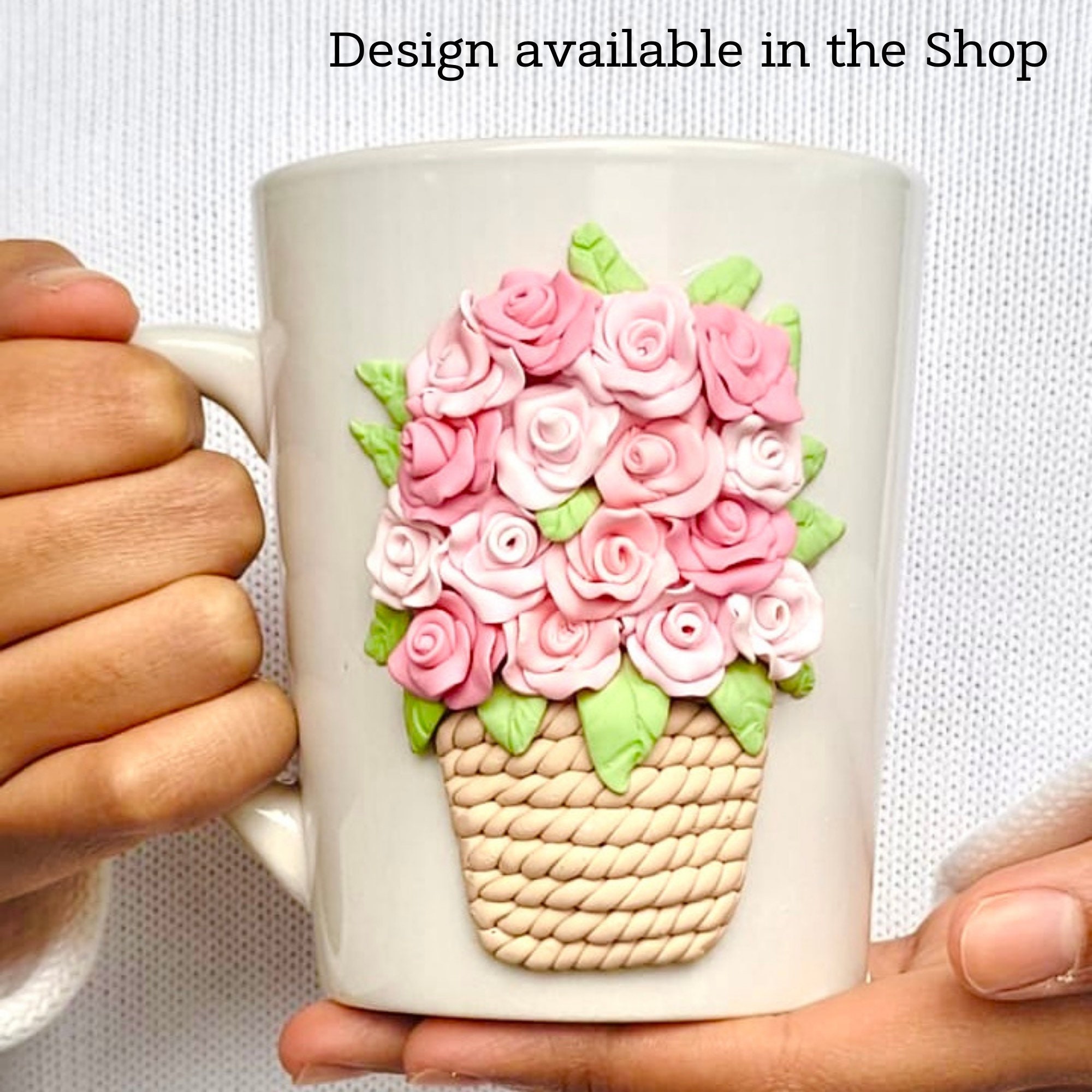 Polymer Clay Mug Decorated with Red Roses Basket Etsy