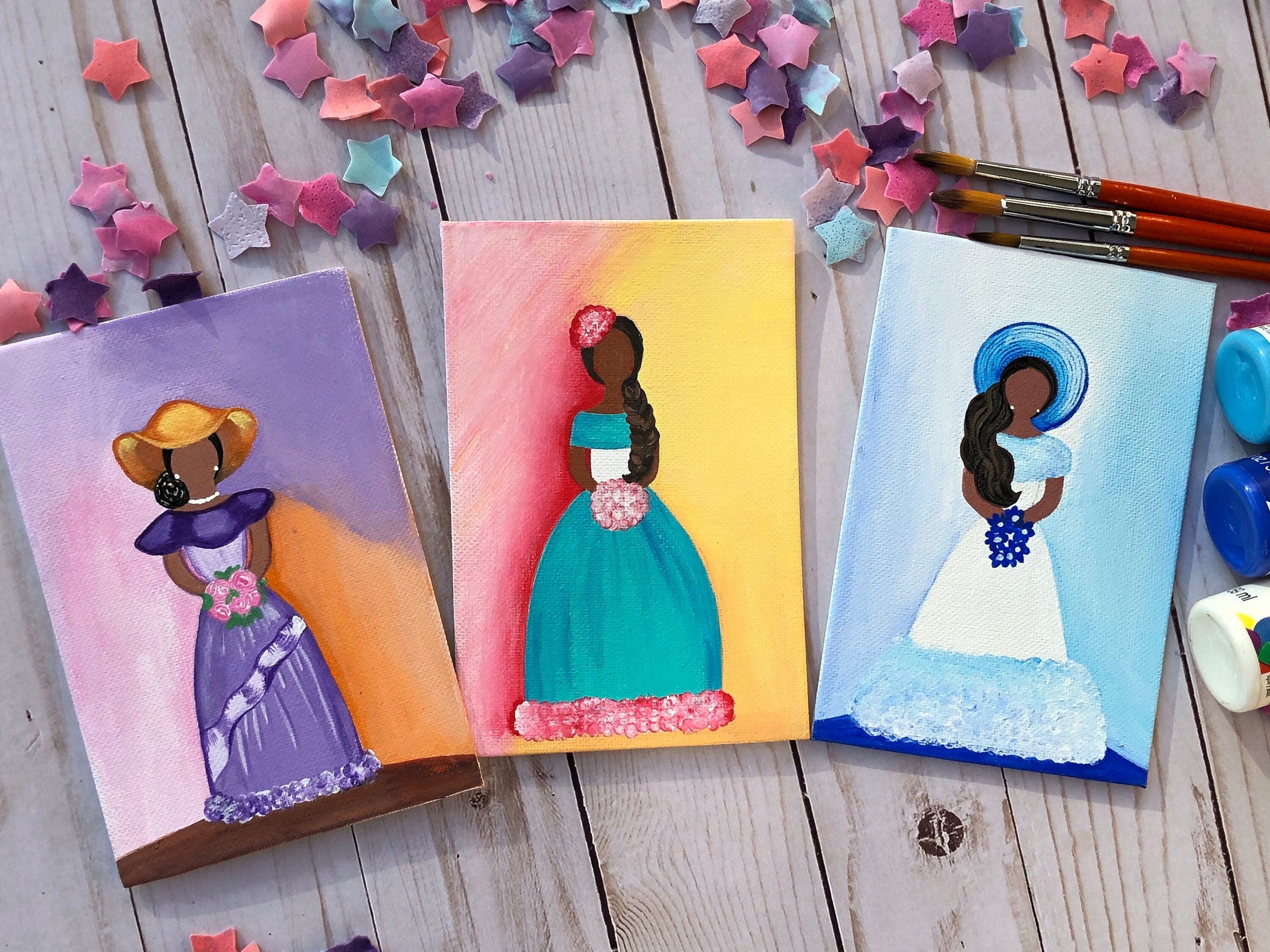 Dominican Faceless Dolls Art: Acrylic Painting, Housewarming Decor