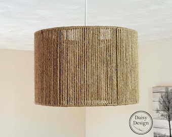 Abat-jour tambour en jute naturel, suspension bohème, décoration rustique en osier