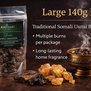 Bakhoor Incense – Somali Uunsi Resin | Arabian Home Fragrance with Oud & Frankincense (140g) image 3