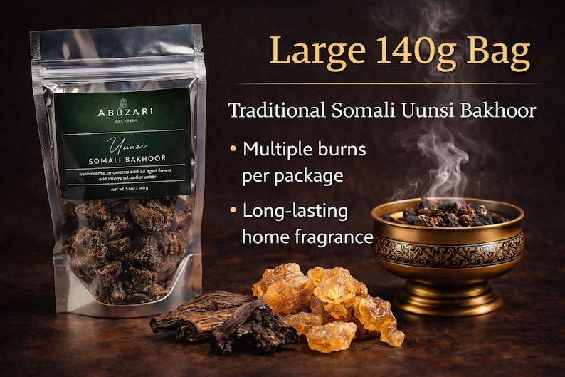 Bakhoor Incense – Somali Uunsi Resin | Arabian Home Fragrance with Oud & Frankincense (140g) image 3