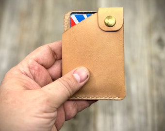 Minimalist Snap Wallet. Handmade leather wallet, Vegetable Tanned Leather,Hermann Oak Leather, Leather Wallet