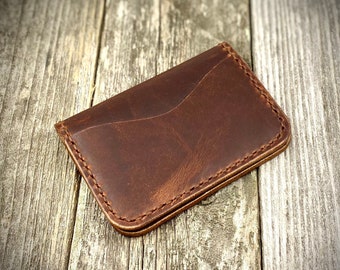 Portafoglio in pelle minimalista, portafoglio bifold in pelle, portafoglio fatto a mano, portafoglio in pelle