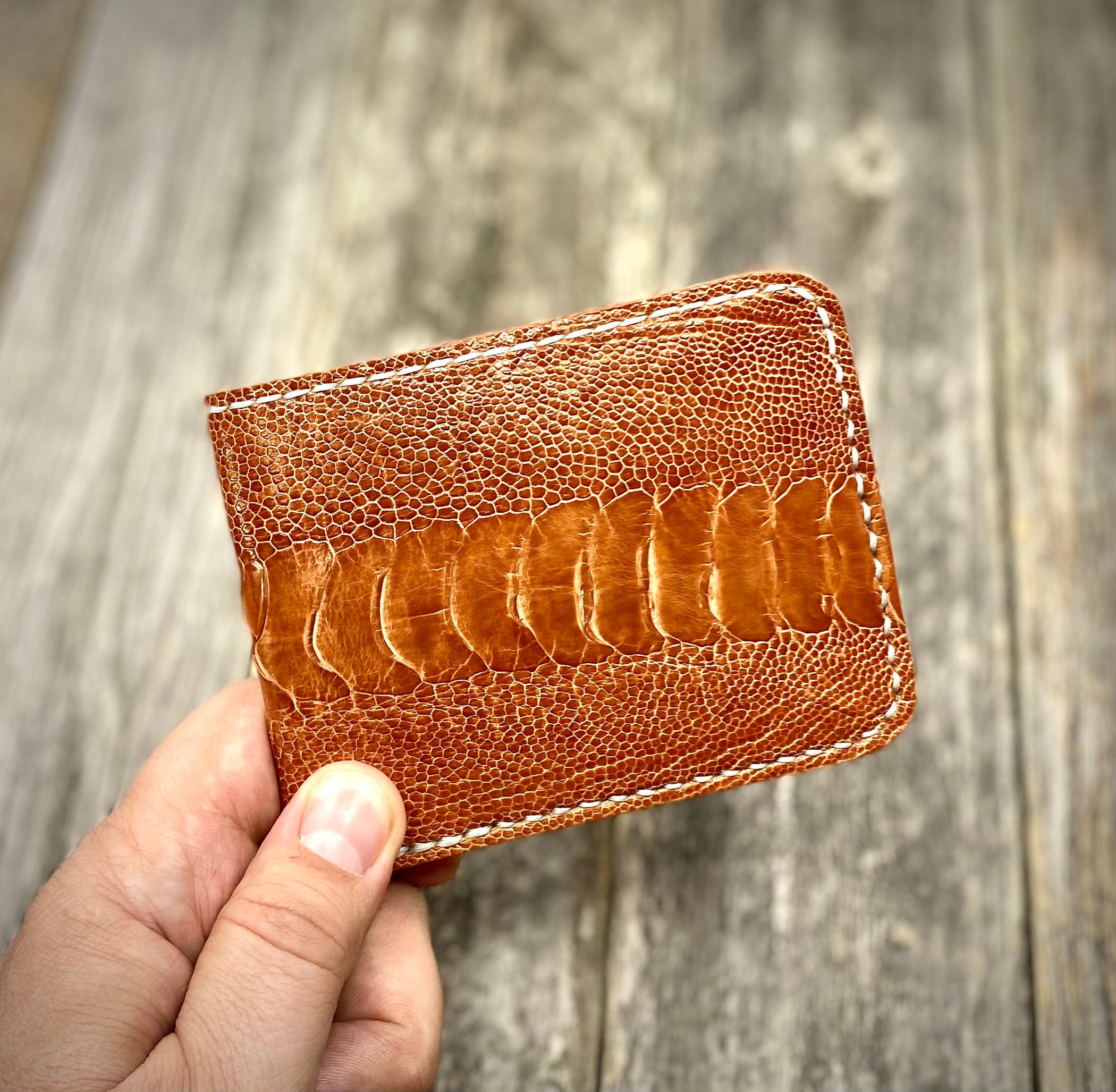 Ostrich Leather Bifold Wallet Mens Wallet Mens leather Etsy