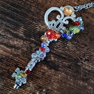 Jeweled Key Necklace Handcrafted #1