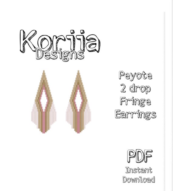 Purple white PDF seed bead pattern miyuki seed bead beaded earrings seed bead earrings brown Fringe Earrings Pattern Earrings
