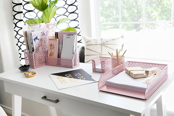 And Desk Organizer Set Of 4 Rose Gold Desk Accessories Desk