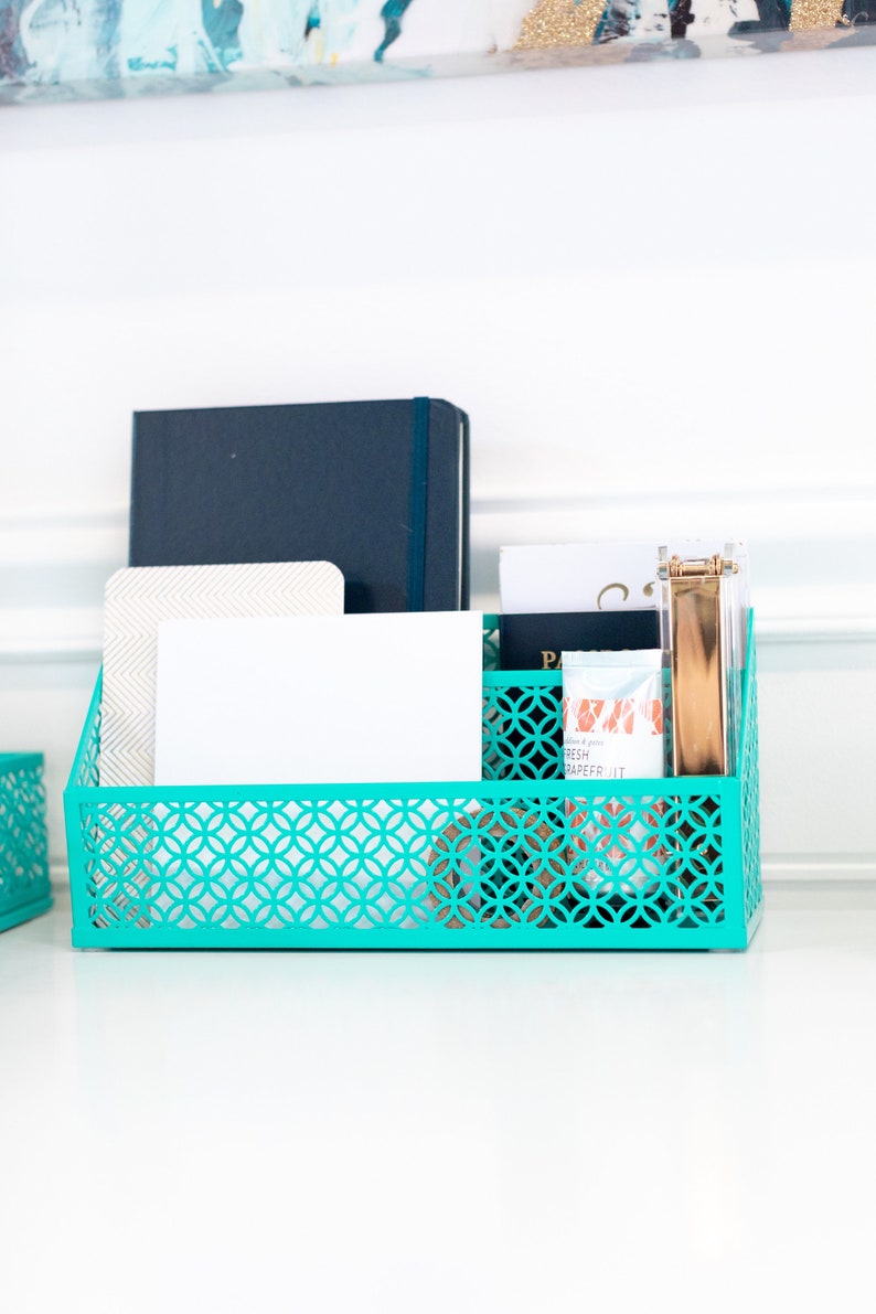Blu Monaco Dark Teal 5 Piece Cute Desk Organizer Set Cute Etsy