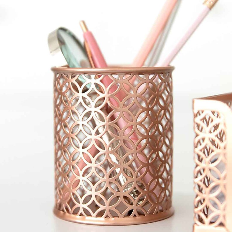 Blu Monaco 6 Piece Rose Gold Desk Organizer Set Desk Sets Etsy