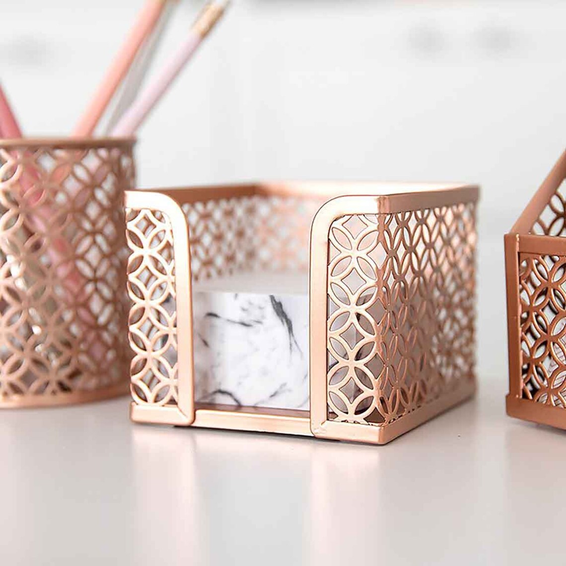 Blu Monaco 6 Piece Rose Gold Desk Organizer Set Desk Sets Etsy