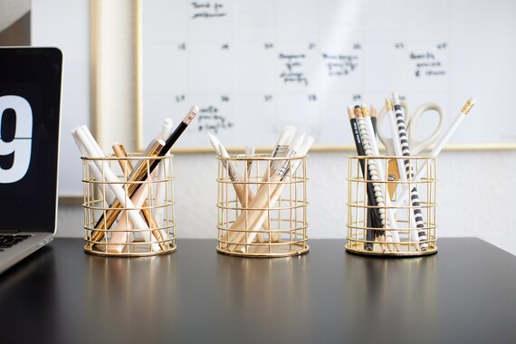 Blu Monaco Gold Desk Accessories For Women Office Wire Gold Etsy