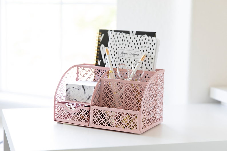 Blu Monaco Light Pink Desk Organizer With Drawer Etsy