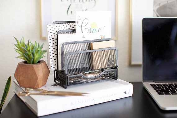Blu Monaco Office Cubicle Accessories Small Black Wire Mesh Etsy