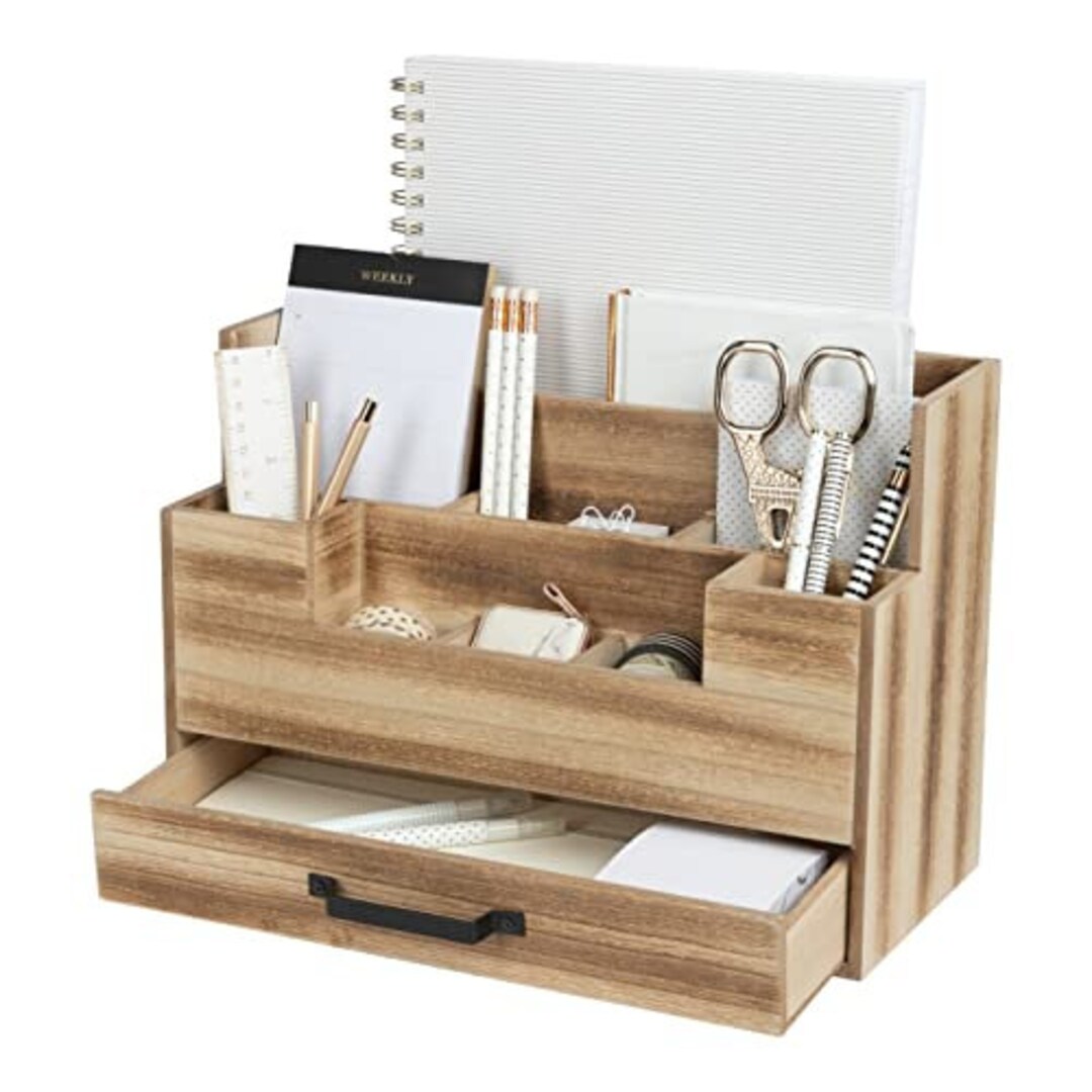 White Wooden Office Supplies Organizer With Drawer by Blu Etsy