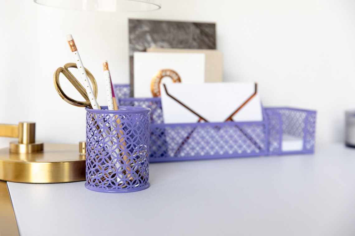 Blu Monaco 6 Piece Purple Desk Organizer Set Desk Organizers Etsy