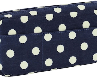 Cute Makeup Brush Pouch - Blue with Cream Polka Dot Small Makeup Brush Bag