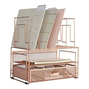 Rose Gold Desk Organizer File Organizer with File sorters and Drawer