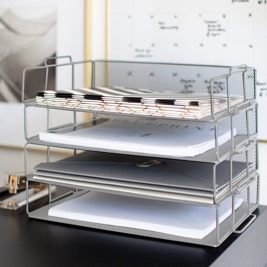 Blu Monaco Desk Organizers And Accessories Stackable Paper Etsy