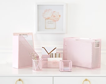 Blu Monaco Pink 5 Piece Cute Desk Organizer Set