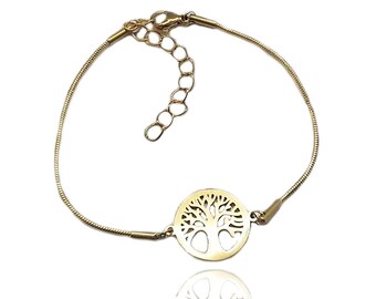 Pulsera de acero inoxidable árbol de la vida, pulsera símbolo