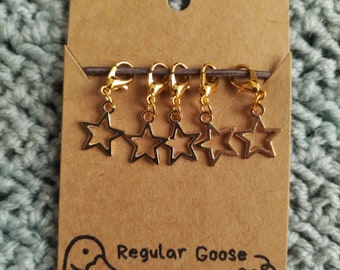 Golden star stitch markers